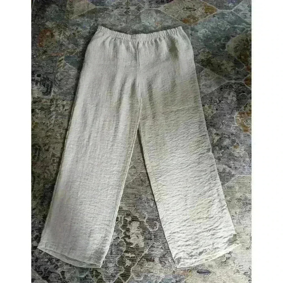 Gump's Women's Two Piece Pant Set Beige Linen Look Size XL #45 - Picture 5 of 7